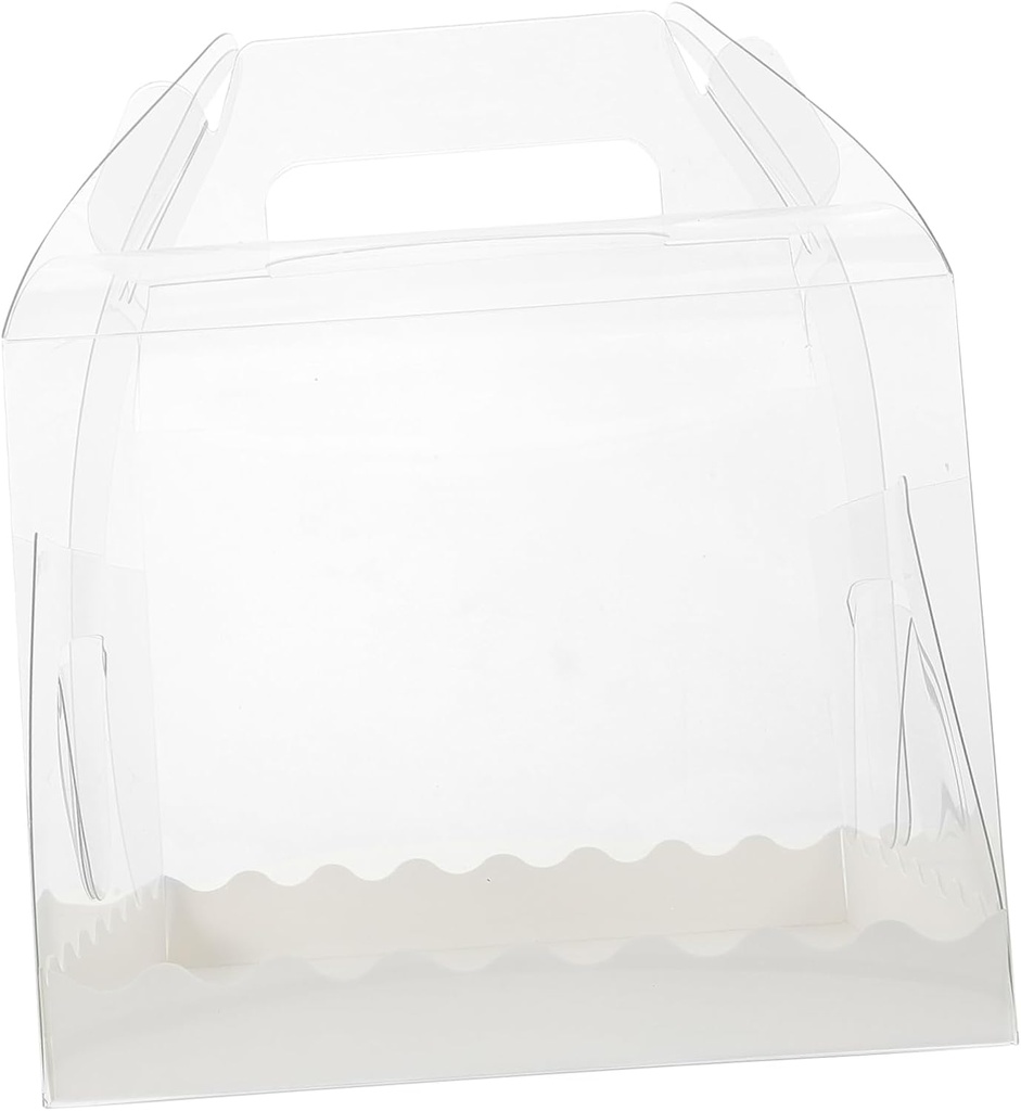 Amosfun 10-Piece Cake Carrier Box 4-Inch Plastic Cake Container Lid for Birthday and Desserts Portable Packing Solution