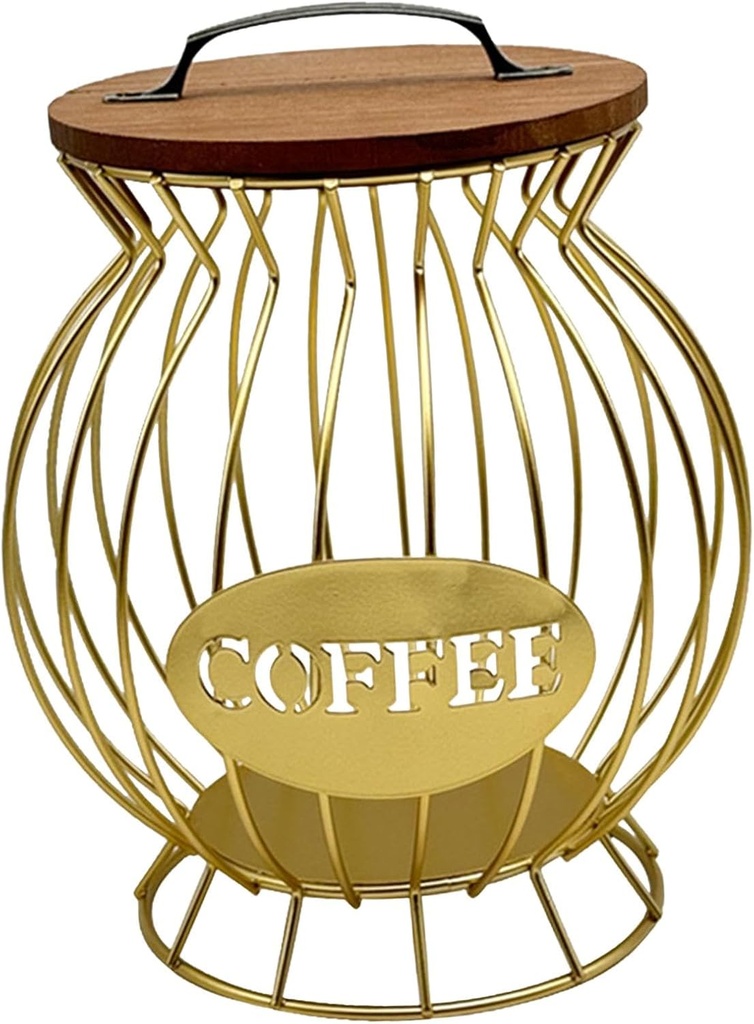 Espresso Pod Holder Coffee Pod Basket Wire Coffee Bar Accessories Espresso Capsule Holder Coffee Pod Container for Kitchen, Gold L