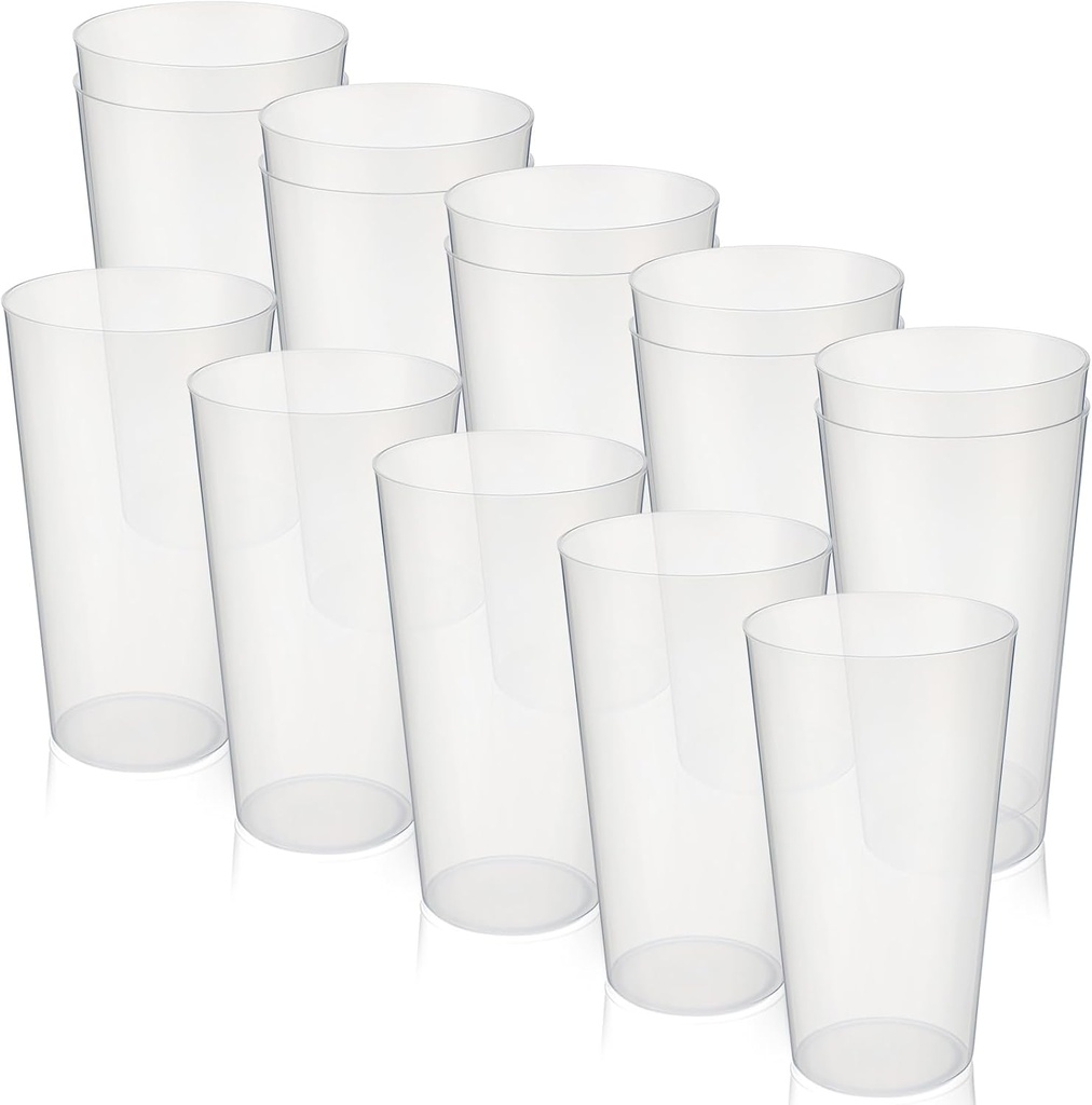 Uiifan 54 Pcs 18 oz Plastic Tumblers Reusable Drinking Cups for Summer Glasses Drinking Dishwasher Safe Stackable Unbreakable Large Tumbler for Kitchen Indoor Outdoor Dining Patio Picnic(Clear)