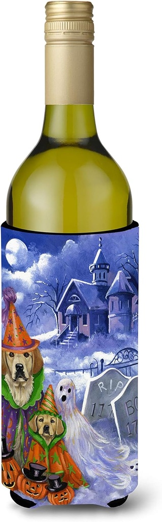 Caroline's Treasures PPP3102LITERK Golden Retriever Halloween Wine Bottle Hugger Bottle Cooler Sleeve Hugger Machine Washable Collapsible Insulator Beverage Insulated Holder