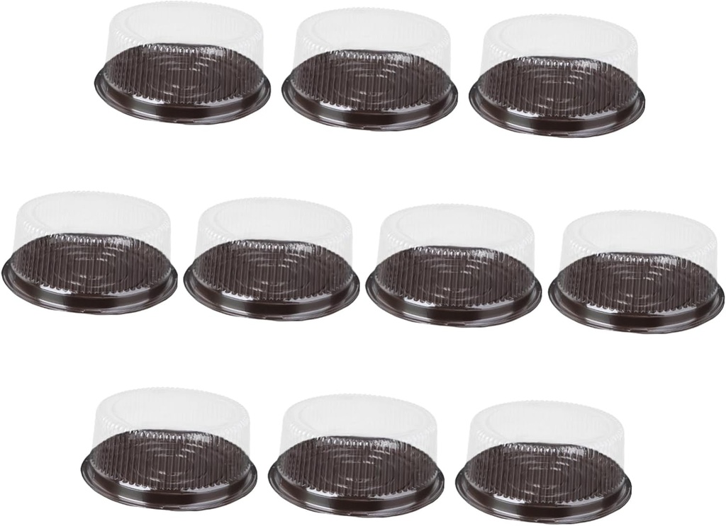DECHOUS 10Pcs Transparent Plastic Cake Box with Dome Lid Individual Cupcake Holders for Bakery Parties and Events for Muffins Pastries and More
