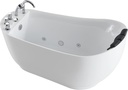 Empava 59 in. Acrylic Freestanding Tub Hydromassage Gracefully Oval Shaped Whirlpool 7 Water Jets Soaking SPA, Single-Ended Massage Bathtub with Black Pillow , White