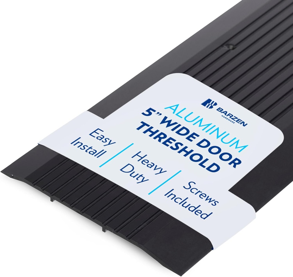 Barzen Aluminum Door Threshold Strip - Exterior Door Threshold for Doorways & Commercial Door Sill - ADA Wheelchair Compliance - Black Anodize - 5" Wide x 48" Long