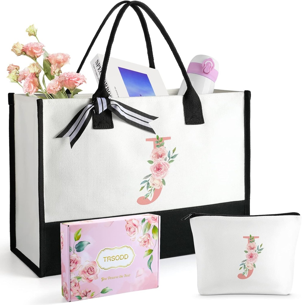 TRSODD Birthday Gifts for Women Mothers Day Gifts for Mom Wife Grandma Daughter Sister Friends Bridesmaid Teacher Appreciation Tote Bag and Makeup Bag