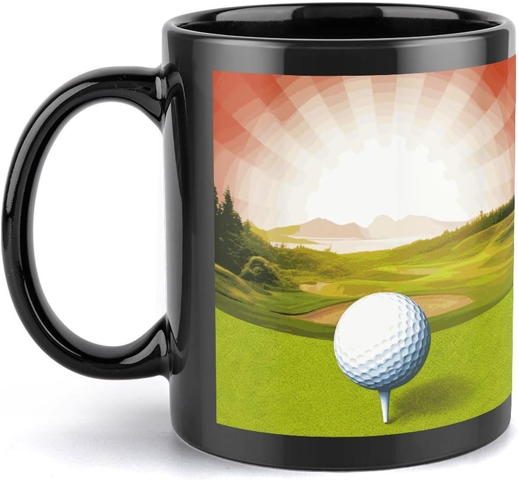Golf Sport Travel Mug Ceramic Large Ceramic Coffee Mugs with Handle, Porcelain Mugs- Perfect for Coffee Tea Espresso Other Beverages