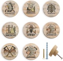 JamJam Set of 8 1-4/5Inch Round Unique Rustic Wild West Western Cowboy Silhouette Wood Kitchen Cabinet Bedroom Doors Dresser Drawer Knobs and Pulls