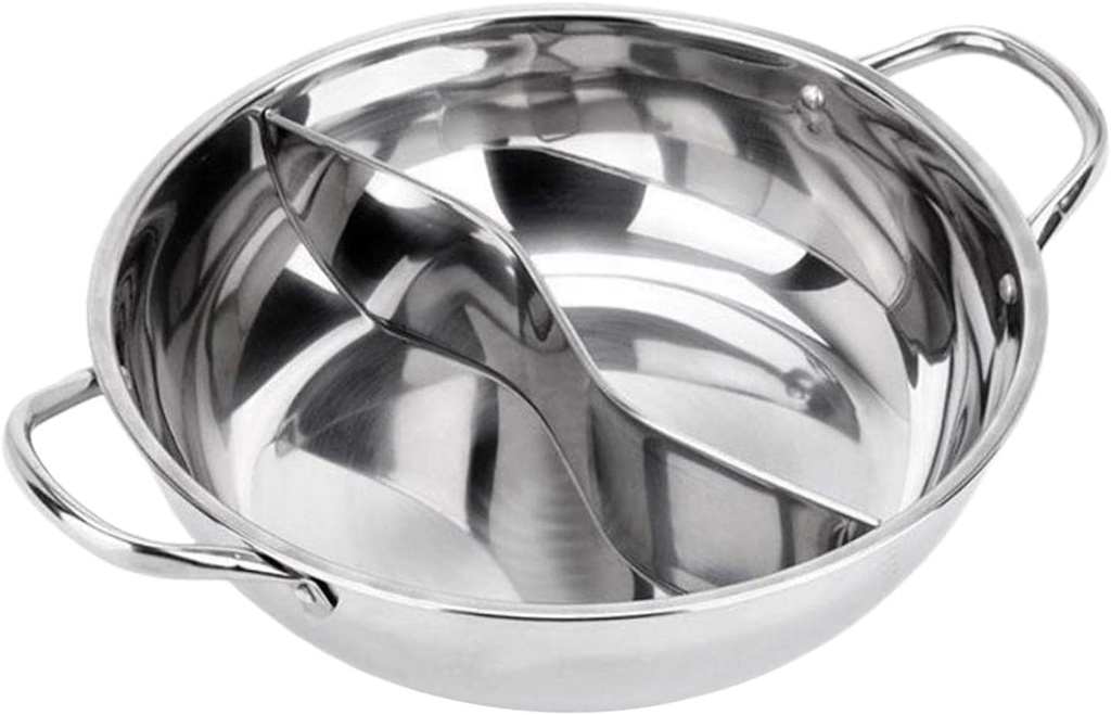 Single-layer Stainless Hot Pot with Handles for Home Cooking, 30cm