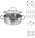 Stainless Steel Hot Pot, Shabu Shabu, Boiling Pot (Hot Pot, Hot Pot Spoon, Chopsticks, Dipping Dish, Food clip Multi-Piece Set) 30cm/11.8inches