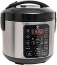 Moss & Stone - Small Digital Electric Rice Cooker, 4-8 Cups, 10 Preset Settings, Brown and White Rice Steamer, Slow Cooker with Steamer for Vegetables, Pot