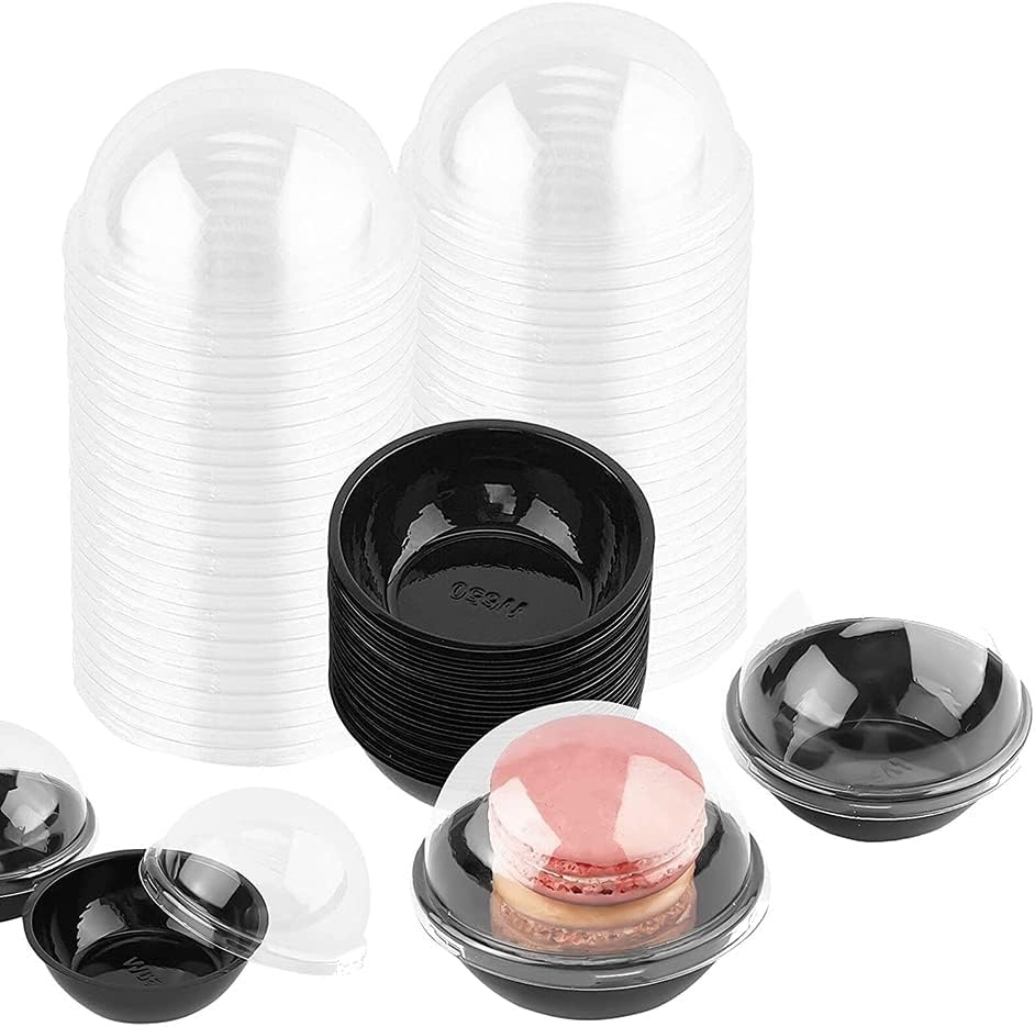 50 Pack Clear Plastic Mini Cupcake Container, Individual Packaging Treat Boxes with Dome Lids for Mini Muffin Macaron