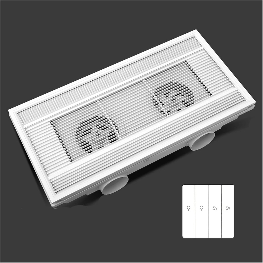 ventilation fan Integrated Ceiling 30×60CM Exhaust Fan Ultra-thin Dual-motor Exhaust Fan with Check Valve and Switch Aluminum Kitchen High-power Ventilating Fan ventilating fan(Color:White)