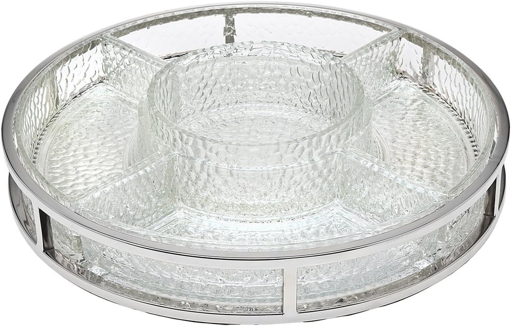 Shannon Crystal Galleria Glass and Metal Serving Set