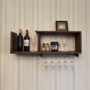 Modern Wall Mounted Wine Rack, Wood Wine Shelf Hanging Floating Wall Shelves, Wine Glass Bottle Rack Stemware Holder, Wine Storage Rack, for Bar, Living Room, Wine Cellar, Kitchen, Dining Room