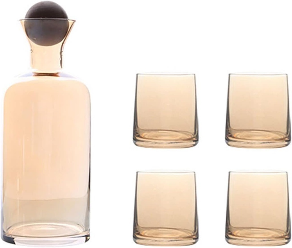 Water Carafe Iced Tea Pitcher Creative Water Kettle Luxury Juice Jug Water Cup Tray Set Glass Teacup Home Kitchen Juice Pitcher Transparent Cold Kettle Drink Pitcher Water Jar