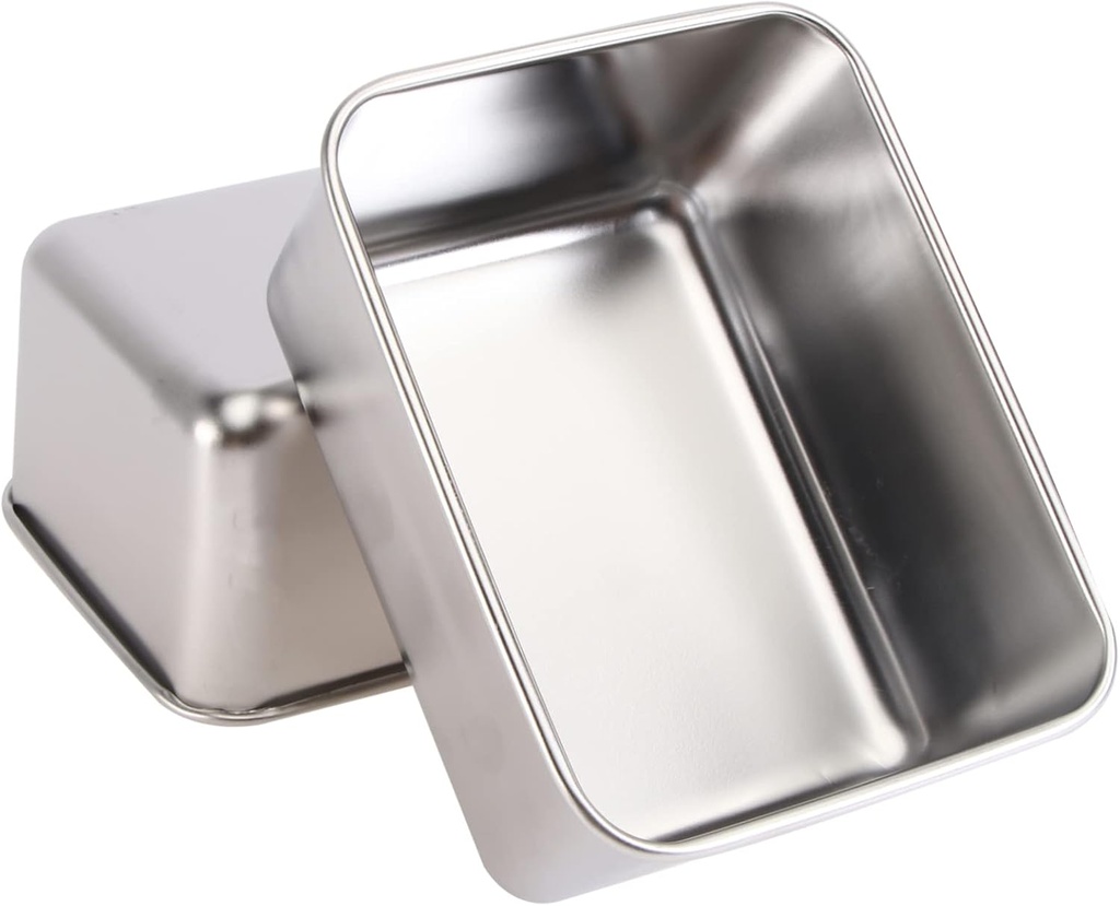 6 Pcs Stainless Steel Square Box Cupcake Tray Muffin Trays Roasting Pan with Lid Bread Holder Organizer Containers with Lids Rectangular Loaf Pan Steel Loaf Pan Fruit Tray Silver