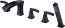 Roman Tub Faucet Waterfall Bathtub Faucet Black Deck Mount Tub Filler 5 Hole Brass Bathroom Faucets with Hand Shower