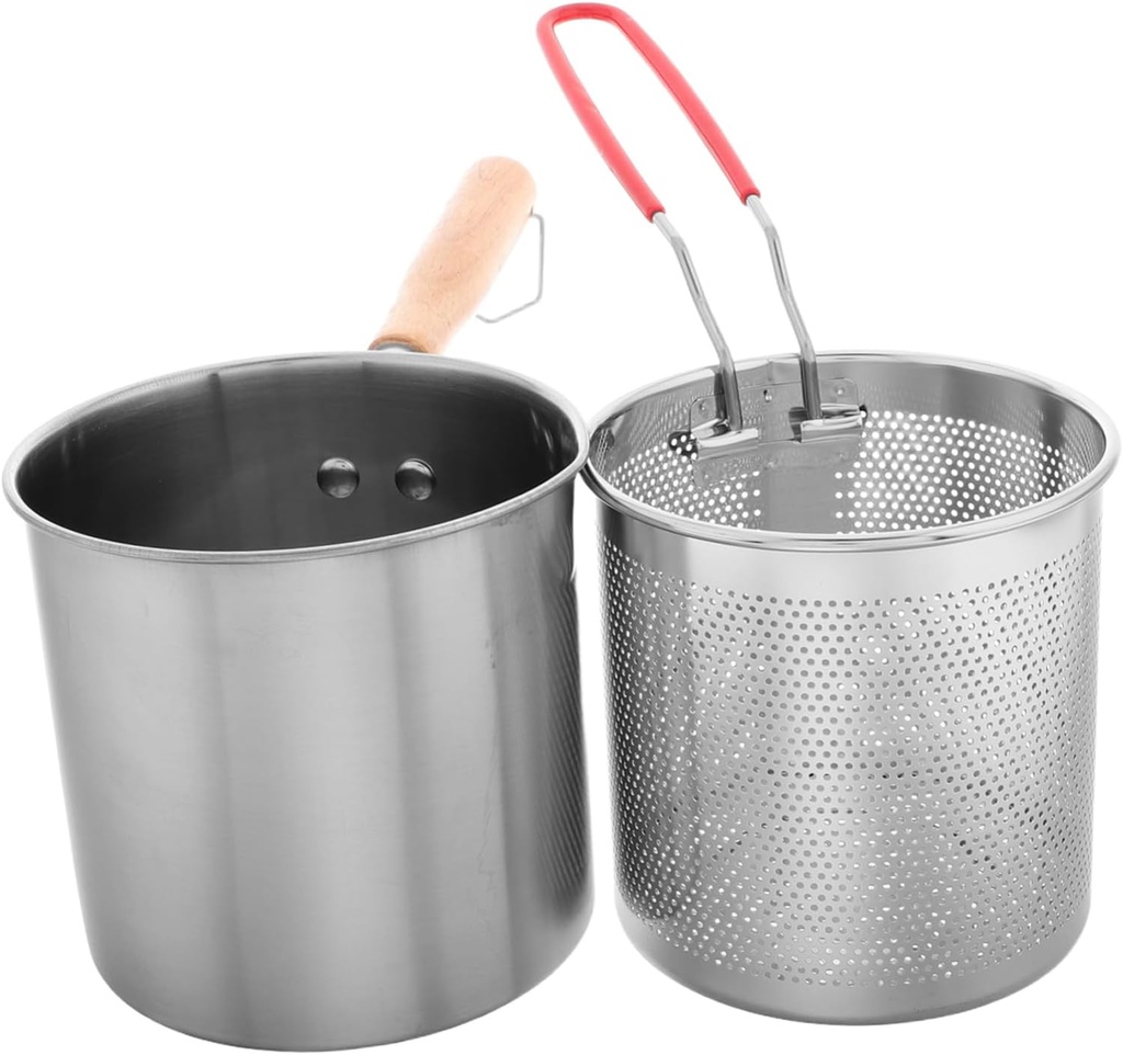 Oil Fryer Pot Basket Deep Frying Pan Drainage Net Heat Resistant Handle for Kitchen
