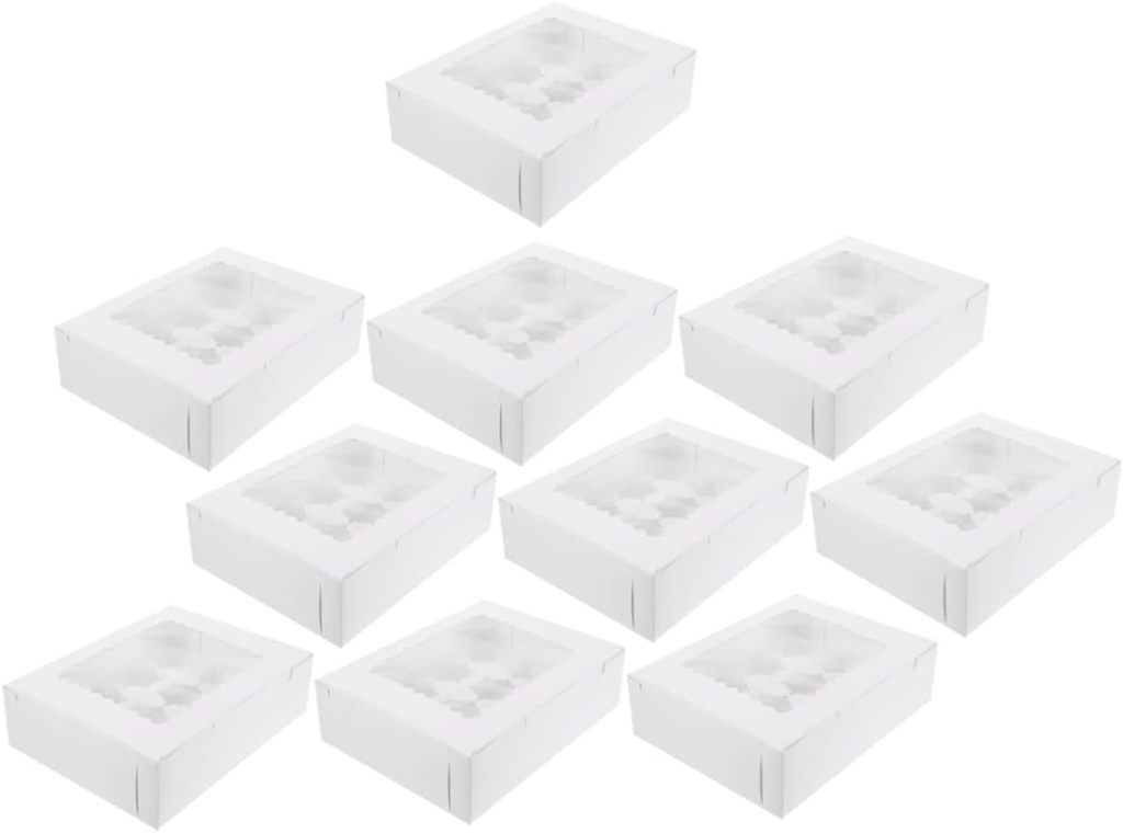 10pcs Bakery Paper Box for Muffins and Creative Window Design and for Parties and Holidays
