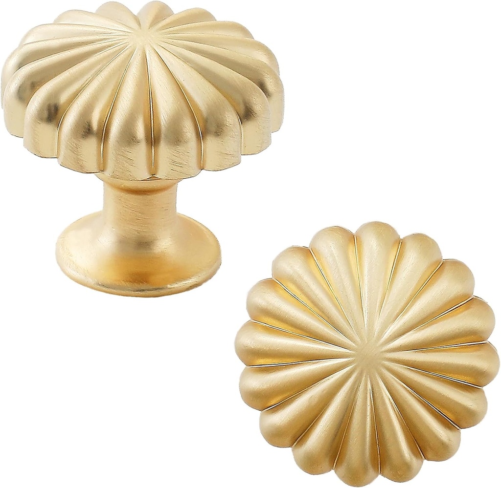 6 Pack Gold Cabinet knobs Kitchen Cabinet Handles with Vintage Cupboard Drawers Hardware Dresser Drawer Handles Kitchen Cabinet Pulls (6, Brushed Gold)