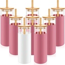 Nuenen 8 Pcs Bridesmaid Bachelorette Tumbler with Lids and Straws 17.6 oz Bridesmaid Proposal Gifts Mason Jar Cups Iced Coffee Cup for Bachelorette Party Bridal Shower Bride to Be Wedding Engagement