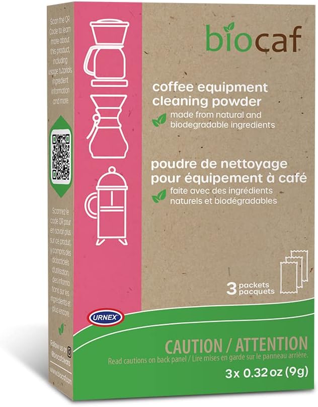 Biocaf Coffee Machine Cleaner - Cleaning Powder - 3 Single Use Packets - Compatible with Keurig Delonghi Nespresso Ninja Hamilton Beach Mr Coffee Braun and More