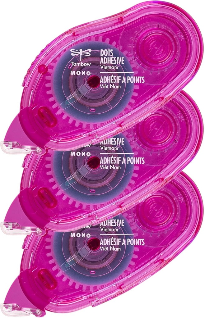 Tombow 62149 Mono Adhesive Dots Applicator Refills, 3-Pack. Easy to Refill for Smooth Application, Multicolor, Value Pack
