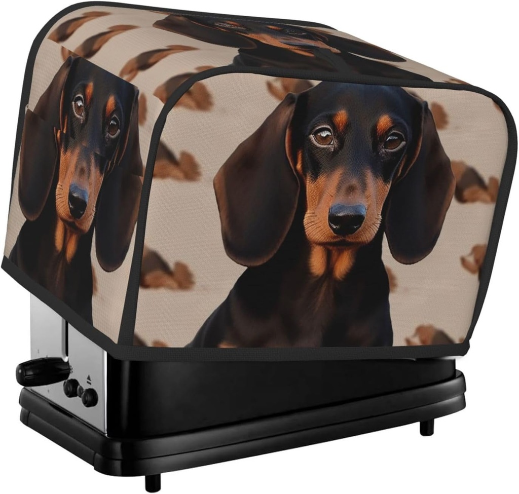 2 Slice Toaster Cover with Pocket Universal Size Toasters Dusts Covers Dachshund Dog Bread Machine Cover & Protection Bread Machine Protector Small Kitchen Appliance Covers