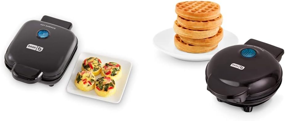 DASH Deluxe Egg Bite Maker with Mini Waffle Maker Bundle - Make Egg Bites and Mini Waffles