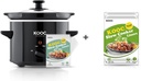 [Bundle Group] KOOC Slow Cooker 2-Quart (with 5 Bonus Free Liners) + Additional 1 Pack of 10 Liners for Easy Clean-up