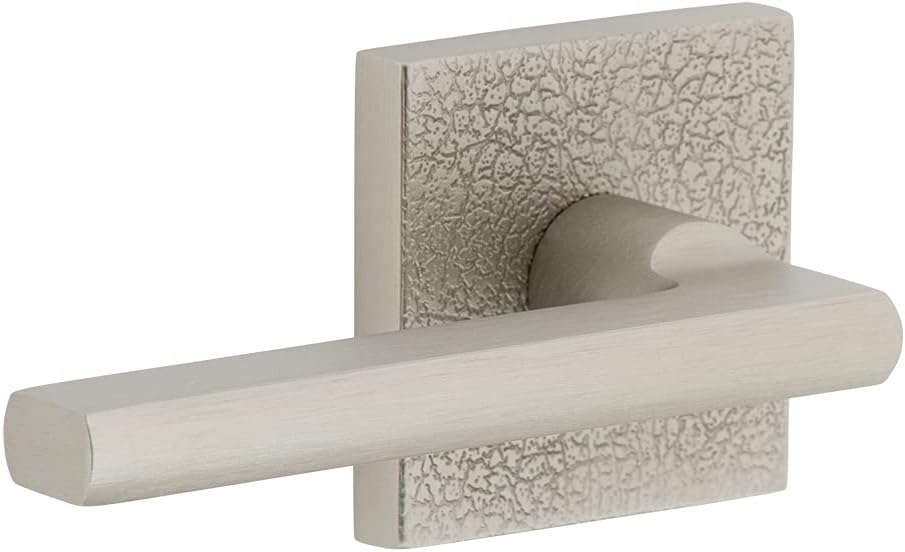 Viaggio Quadrato Leather Rosette Double Dummy with Milano Lever in Satin Nickel