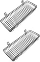 2 Pcs Metal Grid Wall Baskets with Hooks - Black Hanging Wire Basket Grid Wall Shelves - Multi Function Storage Organizer Plant Holder Shelf for Mesh Wall Grid Kitchen Organizing Display