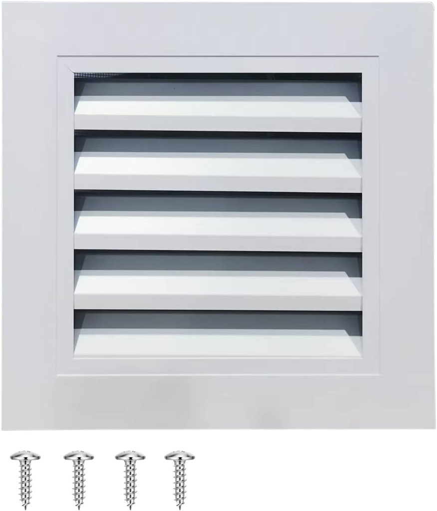 Gable Vent with Screen - 10" X 10" Aluminum Attic Vent Square Louvered Vent Cover - White Wall Vent Systems for Home Ceiling Shed Bathroom Garage