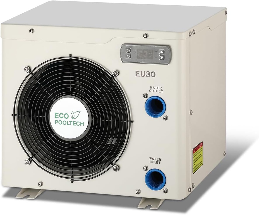 Swimming Pool Heater for Above Ground Pools and Spas, Max 11568BTU Electric Pool Heat Pump, Titanium Heat Exchanger, 110V-120V Plug-in Small Pool Warmer, EU30