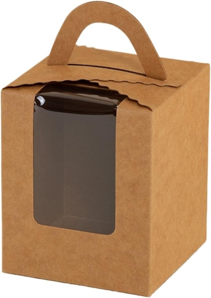 Cupcake Boxes 10pcs StoBag Cupcake Box With Clear Window Handles for Cookies Cupcakes(Style 1)