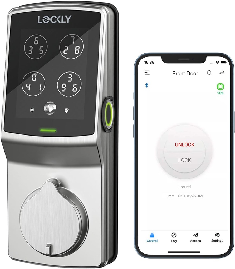 Lockly Secure Plus Bluetooth Smart Door Lock, Keyless Entry with PIN Genie® Digital Keypad, 3D Biometric Fingerprint Sensor Front Door Lock Deadbolt, Voice Control & Auto Lock - Deadbolt Edition