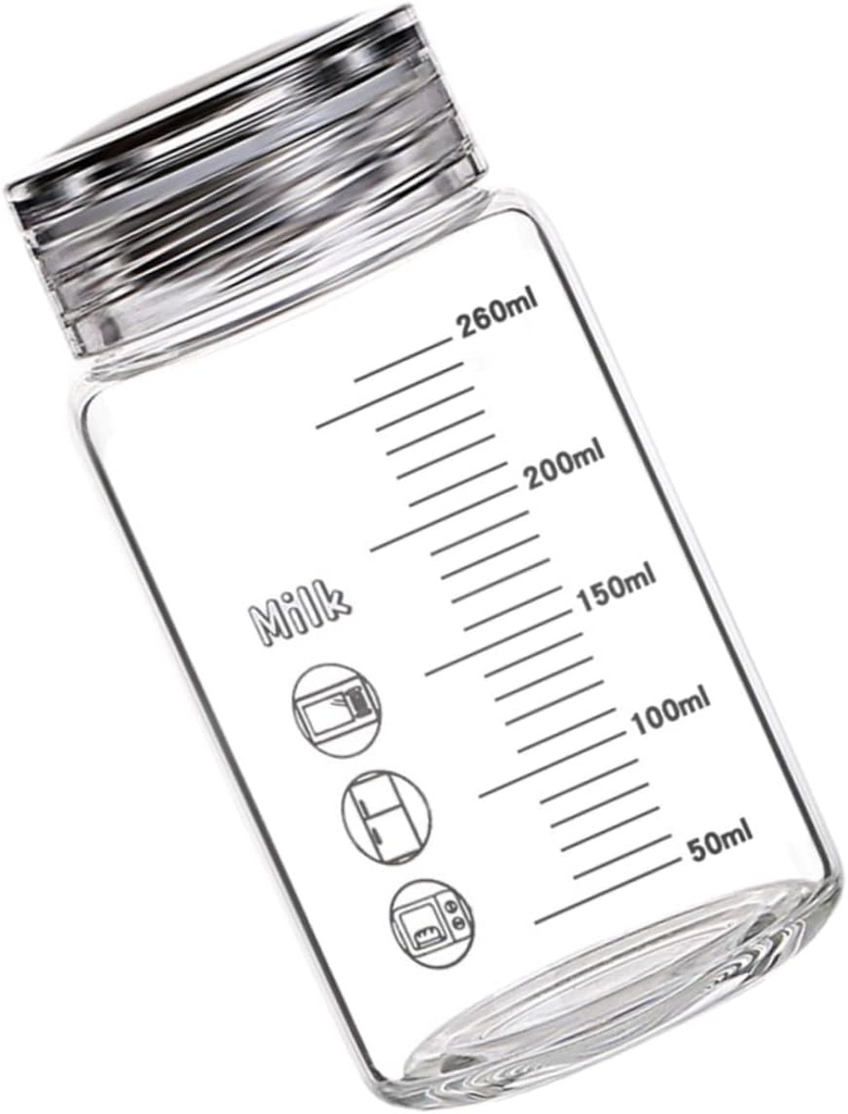 Wide Mouth Glass Water Bottle Graduated Milk Storage Outdoor Travel Easy Clean Beverage Cup