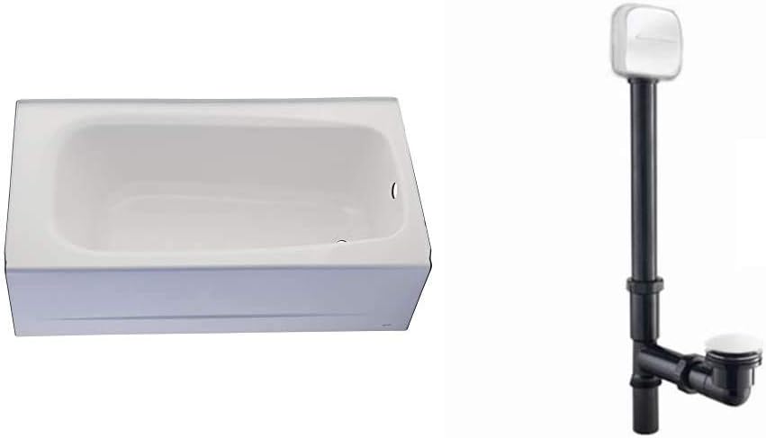 American Standard 2461002.020 Cambridge 60x32-Inch Apron-Front Bathtub Right Drain in White with Deep Soak Drain in White