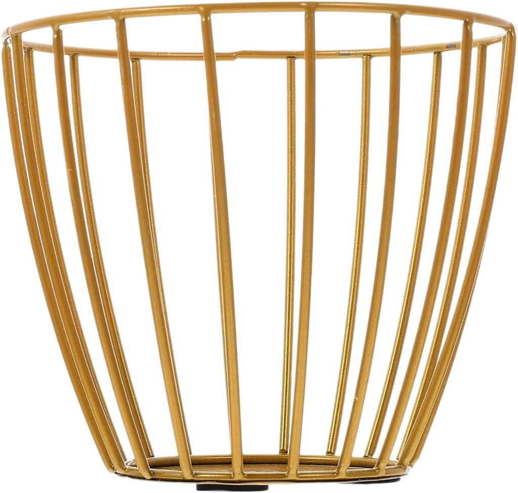 Cabilock Household Storage Basket Hallow Iron Sundries Basket for Kitchen Vertical Stripe Design for Fruit and Vegetable Organization
