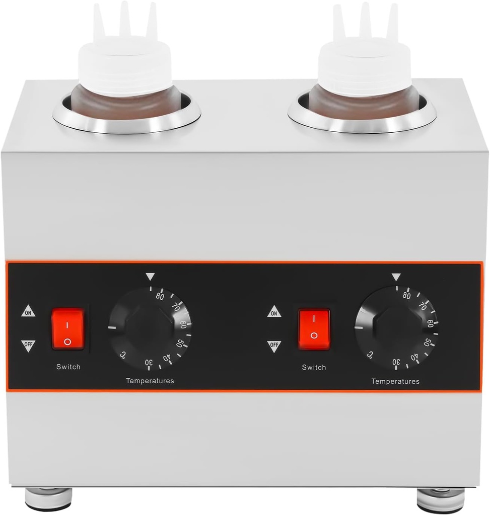Sauce Warmer, Electric Chocolate Sauce Warmer, 320W Temperature Adjustable Hot Fudge Dispenser with 2 Pump, for Home, Hotel, Restaurant, Cake Shop, Pastries, Coffee Shop