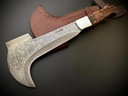 Hand Forged Damascus Steel Machete Billhook Sickle Knife | Yard Work | Machete for Cutting Trees | Brush Clearing Garden Tools | Leather Cover | Belt Loop