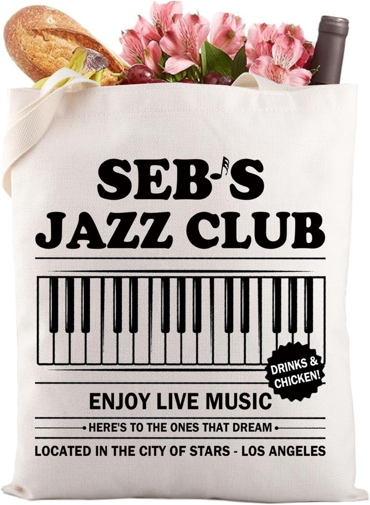 Gzrlyf Lala L Inspired Tote Bag Music Musical Fans Gift Jazz Gifts Movie Lover Reusable Grocery Shopping Bag