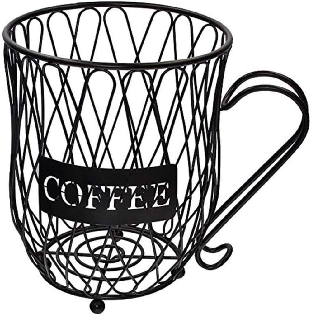 Durable Coffee Storage Basket, Simple Wrought Iron Coffee Pod Capsules Holders Black Coffee Pod Rack Mug Shaped Big Capacity Kitchen Organization