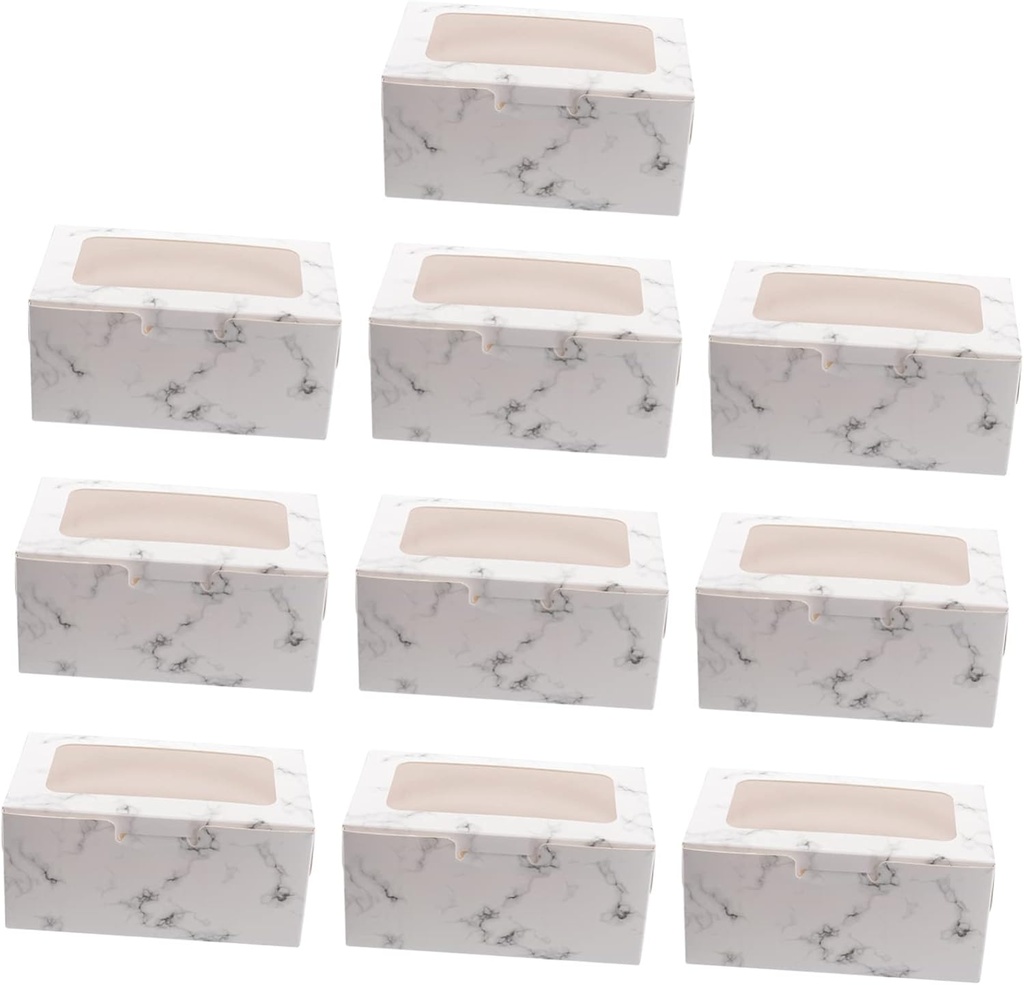 Happyyami 10Pcs Cupcake Packaging Boxes with Inserts for Marble Paper Containers for Parties Weddings and Bakeries for Cavity Cupcake Storage