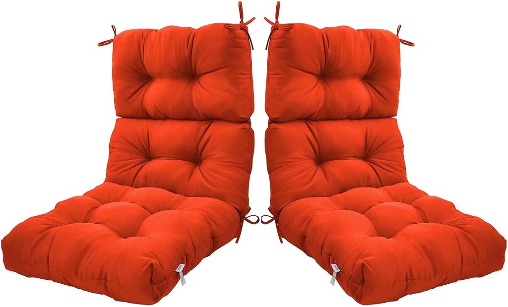 Tufted Deep Seat Cushions High Back Cushions Indoor Outdoor Patio Seating Cushions Orange Red Set of 2