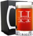 Personalized Fathers Day Etched 25oz Glass Beer Mug -Father's Day, Monogram, Customized Name, Custom Beer Gifts for Men, Birthday gifts for HIm, Engraved Stein, Regalos Personalizados, Halpert