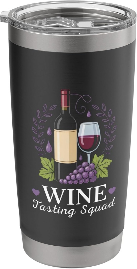 Wine Tasting Squad Grapes & Glass Stainless Steel Insulated Tumbler