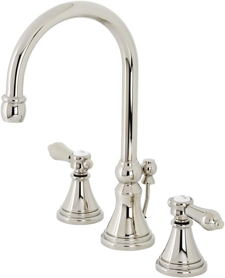 Kingston Brass KS2986BAL Heirloom Widespread Bathroom Faucet, Polished Nickel, 13.63 x 6.31 x 11.5