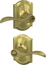SCHLAGE Accent Lever with Camelot Trim Keyed Entry Lock in Satin Brass - F51A ACC 608 CAM