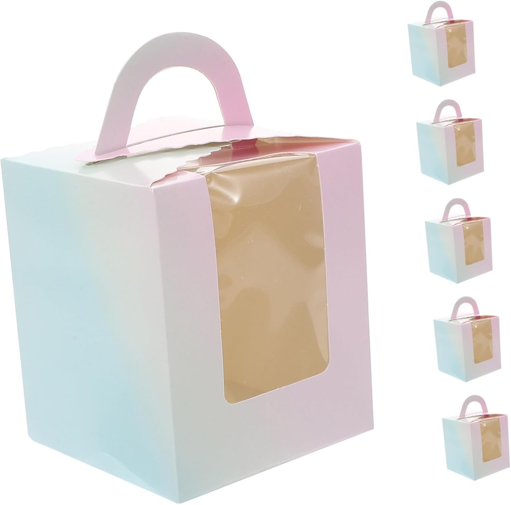 DECHOUS 50pcs Portable Cake Boxes for Small Cakes and Mousse Desserts for Weddings Birthdays and Parties Lightweight Gradient Bakery Packaging