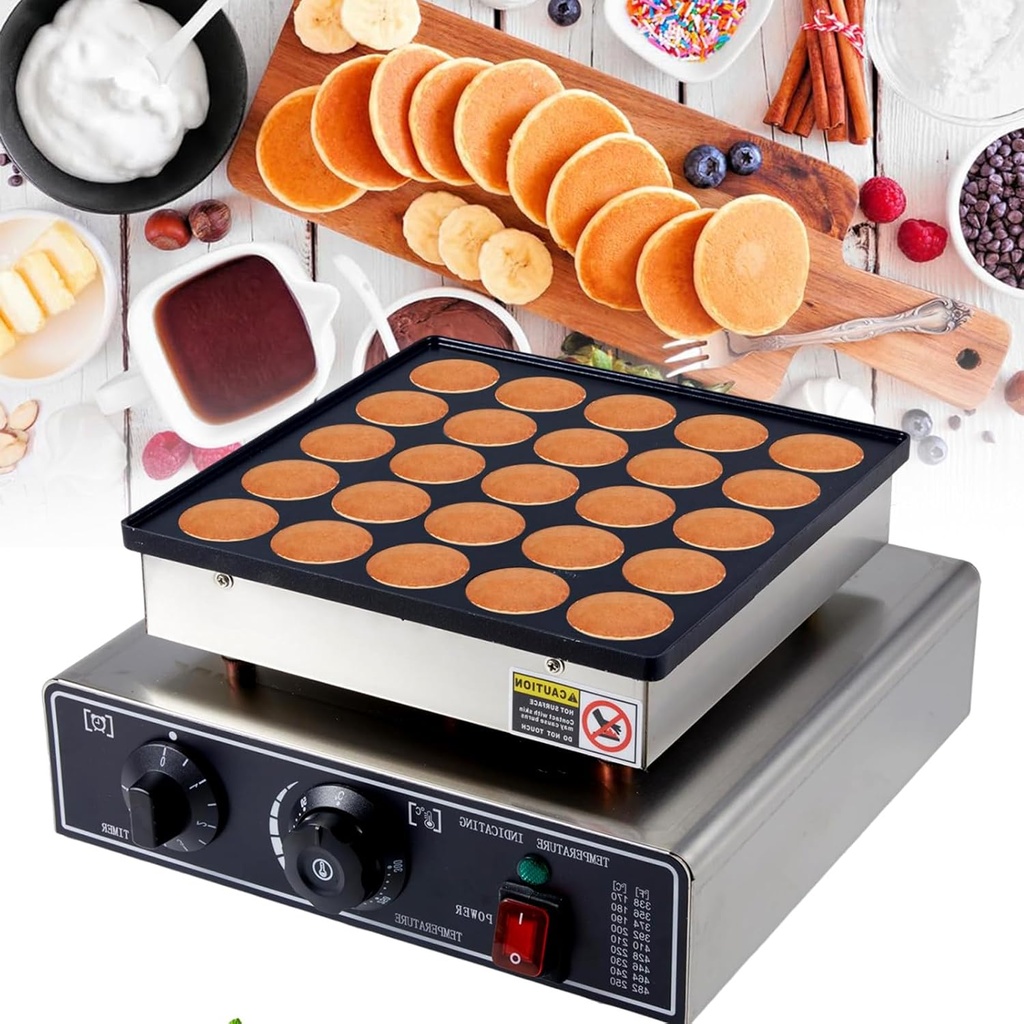 Waffle Pancakes Making Machine,Mini Pancake Baker 900W/1800W Commercial Electric Nonstick Waffle Maker Machine Pancake Maker for Home Kitchen Restaurant Snack Dessert 25holes